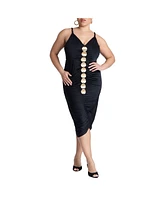 Eloquii Plus Hardware Shirred Midi Dress