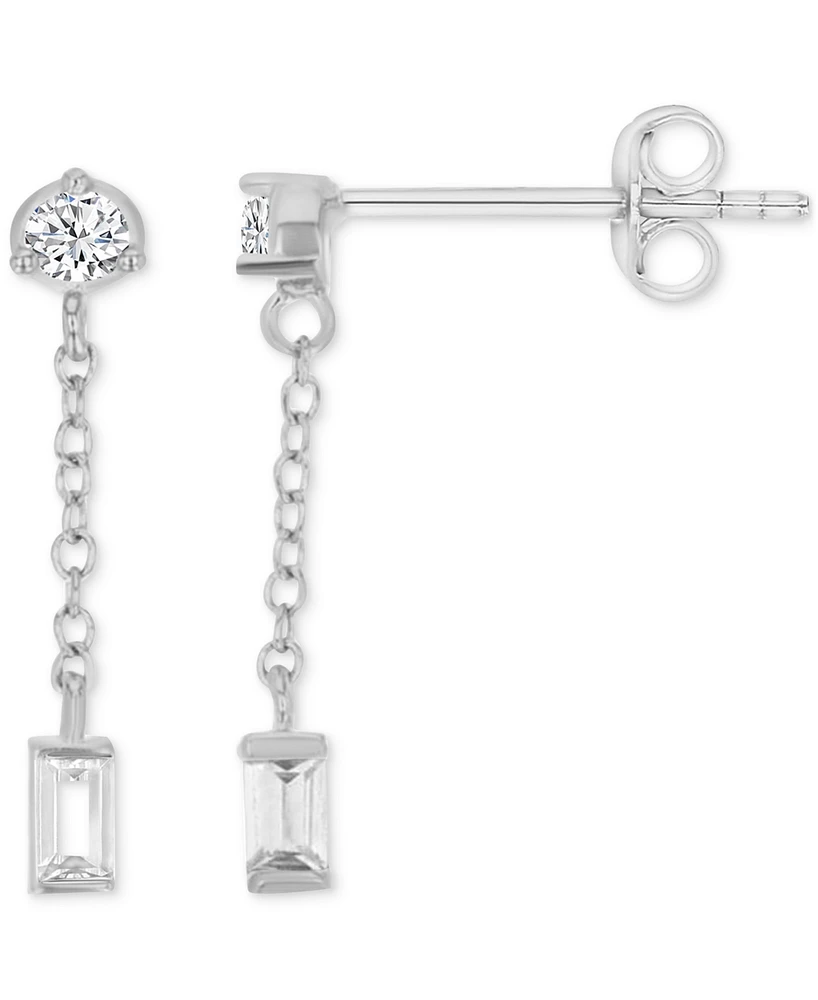 2-Pc. Set Cubic Zirconia Baguette Stud & Dangling Earrings in 14k Yellow Gold over Sterling Silver