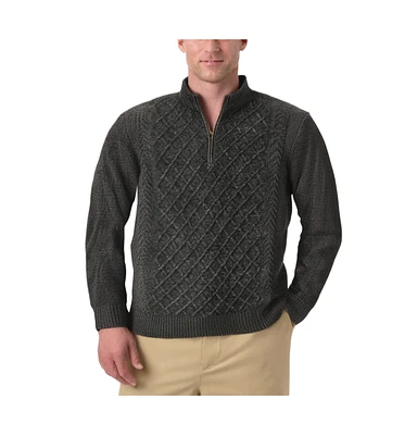 KingSize Big & Tall Soft Cable Knit 1/4 Zip Sweater