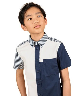 B By Brooks Brothers Big Boys Colorblock Poplin Shirt