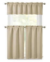Kate Aurora 3 Piece Room Darkening Rod Pocket Cafe Kitchen Curtain Tier & Valance Set
