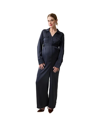 Ingrid + Isabel Maternity Long Sleeve Jumpsuit Black Size Xl
