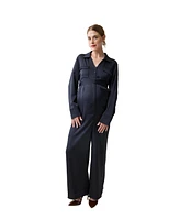Ingrid + Isabel Maternity Long Sleeve Jumpsuit Black Size Xl