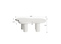 Cute Cream Coffee Table (46") with 4 Legs for Living Room