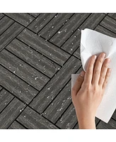 Wood Plastic Composite Deck Tiles Set of 20pcs, Diy Interlocking Decking Tiles, Floor Tile, Durable, Maintenance, Waterproof, Indoor Outdoor, 12x12in