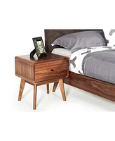 Modern Mid Century Walnut Nightstand with Single Drawer