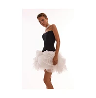 Milla Women's Danceable mini skirt with ruched flower appliques