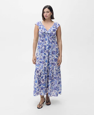 Mango Women's Long Flared Floral Dress