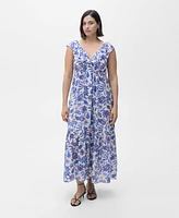 Mango Women's Long Flared Floral Dress