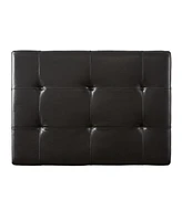 Elegant Storage Ottoman Brown Leather, Slide-Out Drawer, Hardwood Legs