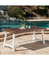 Acacia Wood Dining Table With Rustic Metal Frame
