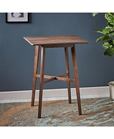 Modern Bar Height 42" Dining Table, Rubberwood Legs and Laminate Table Top, Walnut Finish, Black