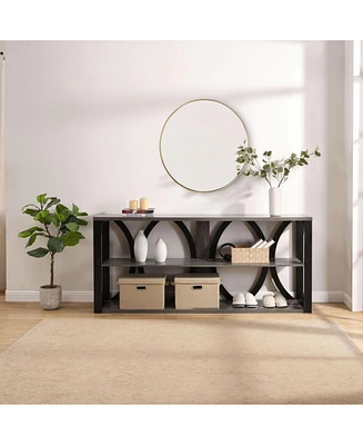 Industrial Console Table, 70.87" Entryway Table with Storage, Black