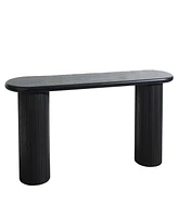 Black Fluted Console Table - 56" Entryway/Sofa Table for Living Room
