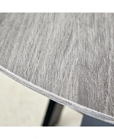Round Dining Table and End Table with Gray Wood Grain Top
