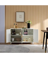 Modern 4-Door Buffet Cabinet with Removable Shelves