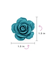 Bling Jewelry Set of Three Romantic Fashion Statement Floral Blooming 3D Carved Large Rose Flower Brooch Pin