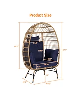 Oversized Wicker Egg Chair w/ Cushion & Pillow
