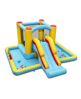 Inflatable Bounce House 7-in-1 Bouncy Castle with Slide and Tunnel without Blower