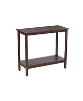 Wooden Workstation for Garden Balcony Garage, Acacia Console Potting Table Brown