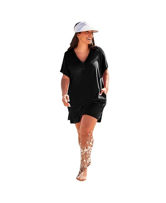 Swimsuits for All Plus French Terry Lightweight Cover Up Tunic