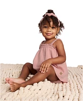 Calvin Klein Baby Girls 2-Piece Gauze Sunsuit and Matching Headband Set