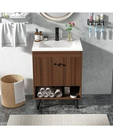 25 Inch Wooden Bathroom Storage Cabinet with Sink