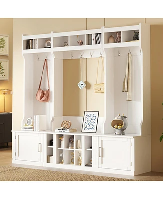 On-Trend Hall Tree with Bench, Coat Rack & Shoe Storage