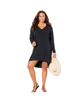 Swimsuits for All Women's Pack N' Go Wrinkle-Resistant Cover Up Hoodie Dress