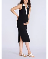 Women's Collared Sleeveless Polo Midi Dress - Motherhood Maternity