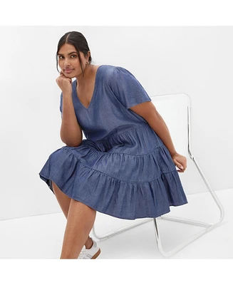 City Chic Plus Denim Tier Dress