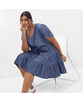 City Chic Plus Denim Tier Dress