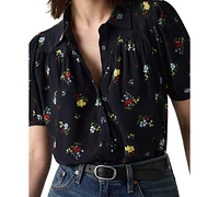 Levi's Women's Lea Printed Puff-Sleeve Slim-Fit Blouse