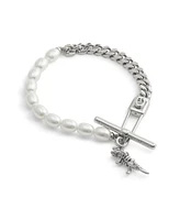 Coach Faux Cultivated Pearl Signature Rexy Safety Pin Strand Bracelet