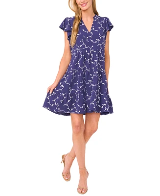 CeCe Women's Short-Sleeve Ruffled Tiered Dress