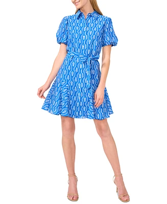 CeCe Women's Flowy Tie Waist Shirt Dress