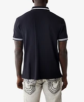 True Religion Men's Short Sleeve Buddha Face Polo Shirt