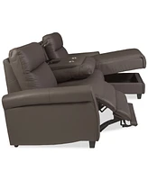Thandler 3-Pc. Leather Chaise Sectional with 1 Drop Down Table, Exclusively at Macy's