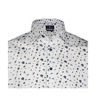 Luchiano Visconti Men's White and Blue Hat Print shirt