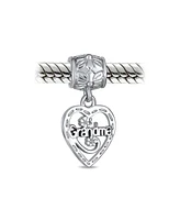 Bling Jewelry Antique Bff Heart Grandma Dangle Charm Bead for Sterling Silver Bracelet