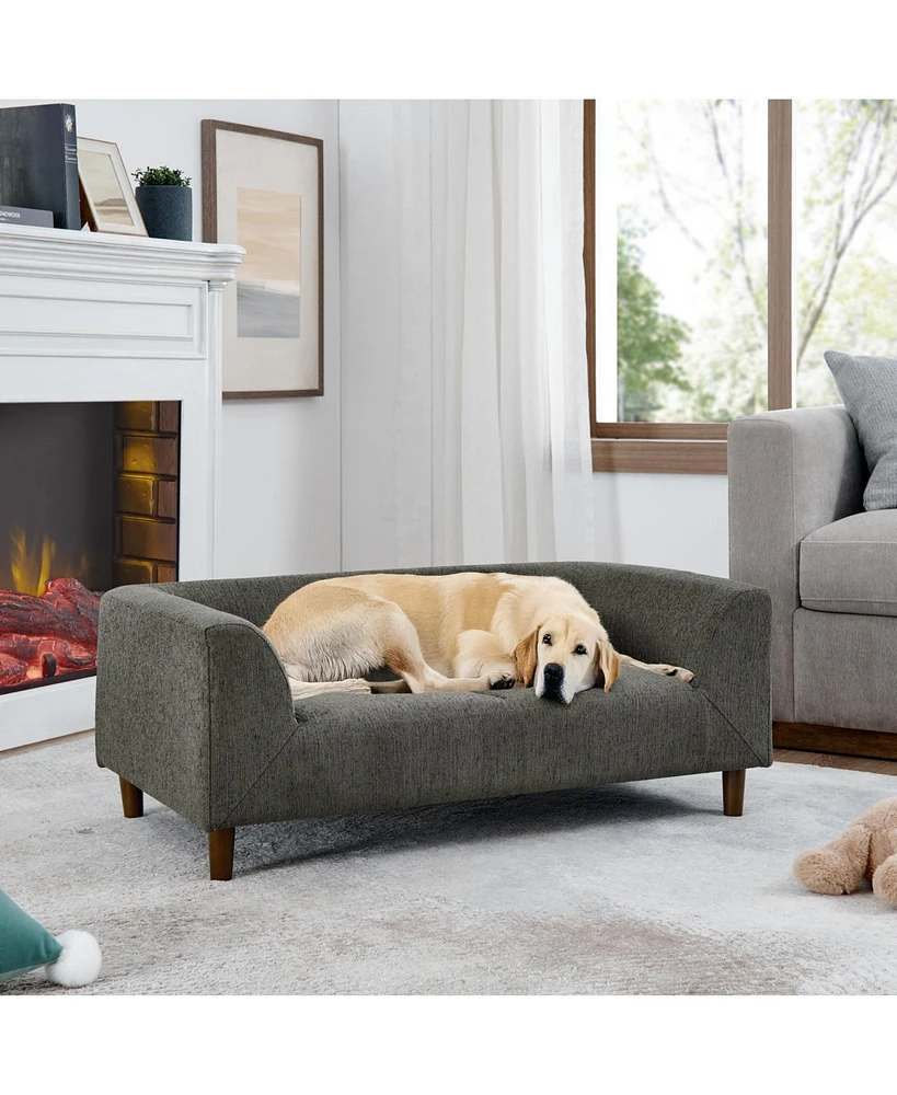 Modern Pet Sofa with Armrests for Medium to Large Dogs, Dark Grey