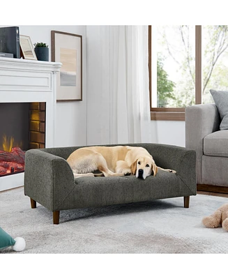 Modern Pet Sofa with Armrests for Medium to Large Dogs, Dark Grey