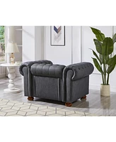 Classic Chesterfield Sofa Chair for Living Room Grey Faux Leather