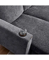 Chenille Sectional Sofa, U Shaped Sofa Couch with High Density Memory Foam, 4 Seat Comfy Modular Sofa Couch for Living Room, Modern U Shaped Sectional