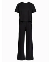 Lovall Petite Soft Touch Wide Leg Lounge Set