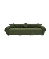 Green Teddy Velvet Sofa with 3 Pillows