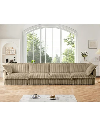 Camel Corduroy Slipcovered 4-Seater Sofa