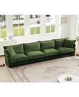 4-Seat Slipcover Sofa, Extra Deep, Cloud-Like Comfort, Chenille Fabric, Green