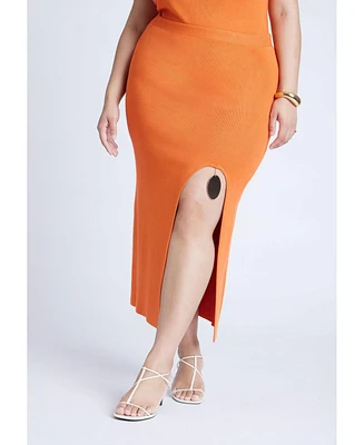 Eloquii Plus Knit Skirt With Slit And Hardware