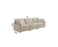 Beige Modular Sectional Sofa with Pillows for Living Room and Bedroom
